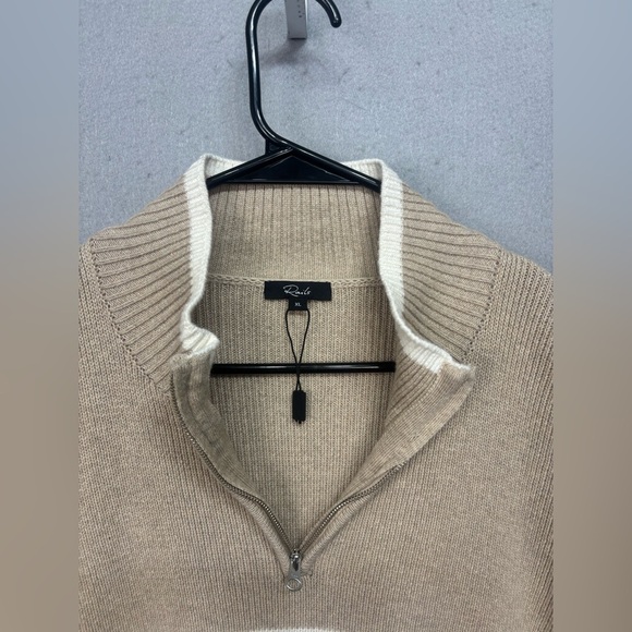 Rails Womens Tessa Beige 1/4 Zip Striped Ribbed Pullover Sweater Top NEW XL - Picture 8 of 12